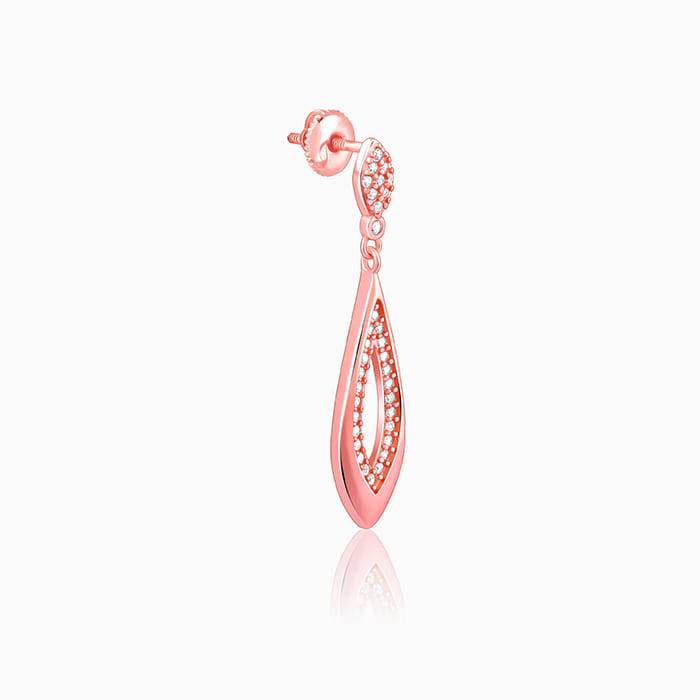 Rose Gold Halo Drop Earrings : ER0117