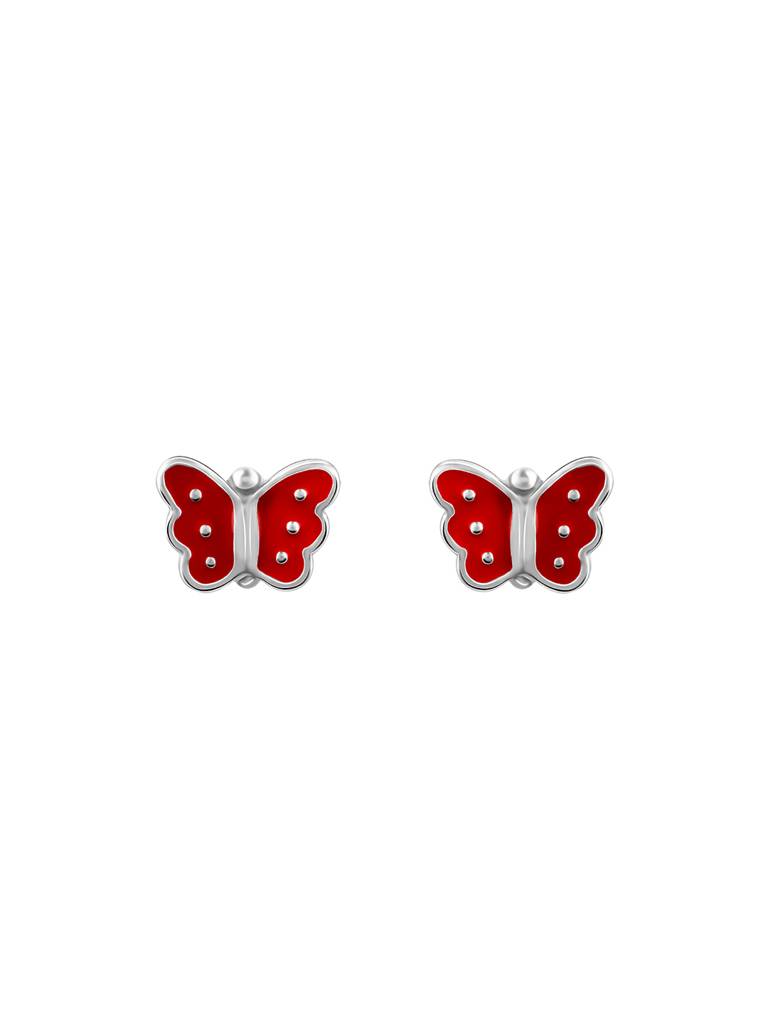 Silver Red Butterfly Earrings : ER01191