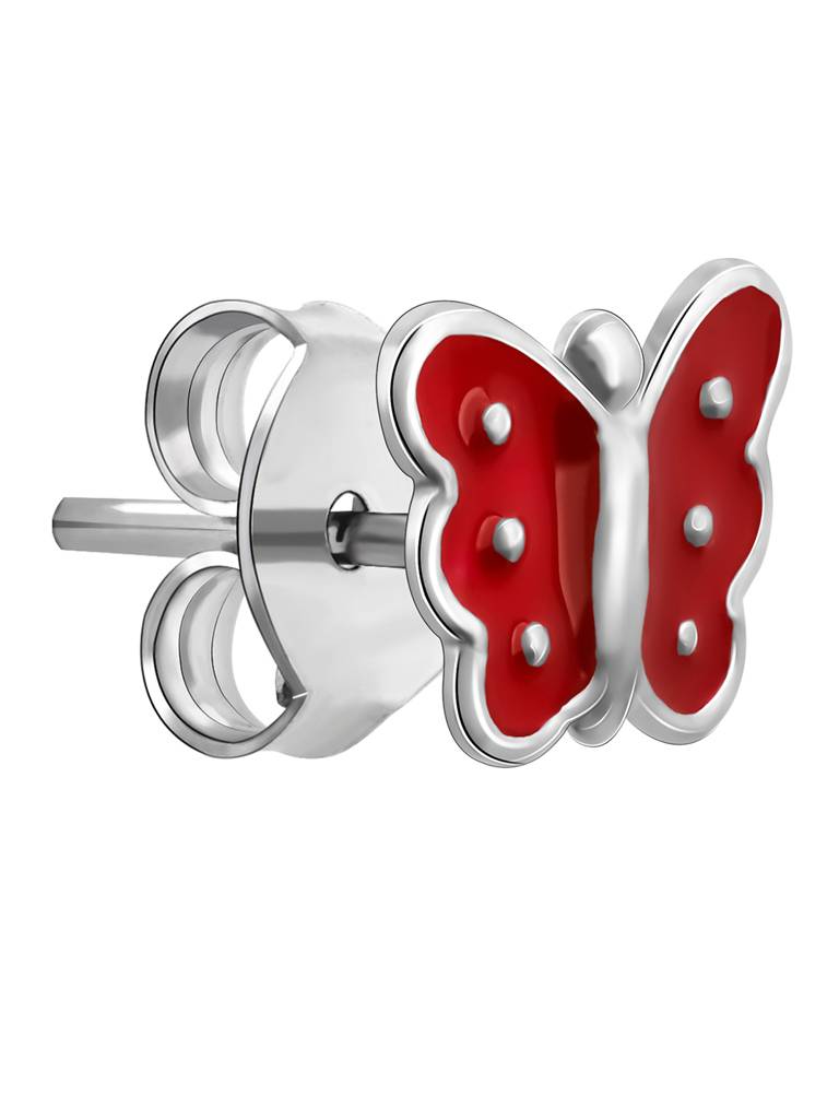 Silver Red Butterfly Earrings : ER01191