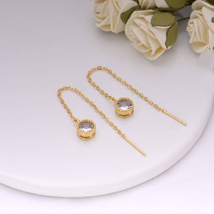 Golden Finesse Thread Earrings : ER01216