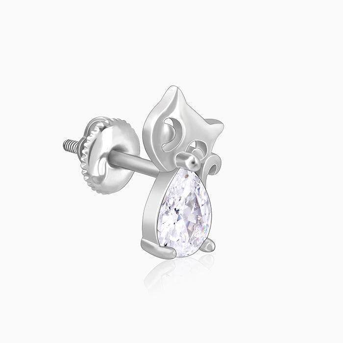 Silver Kitty Earrings : ER01225
