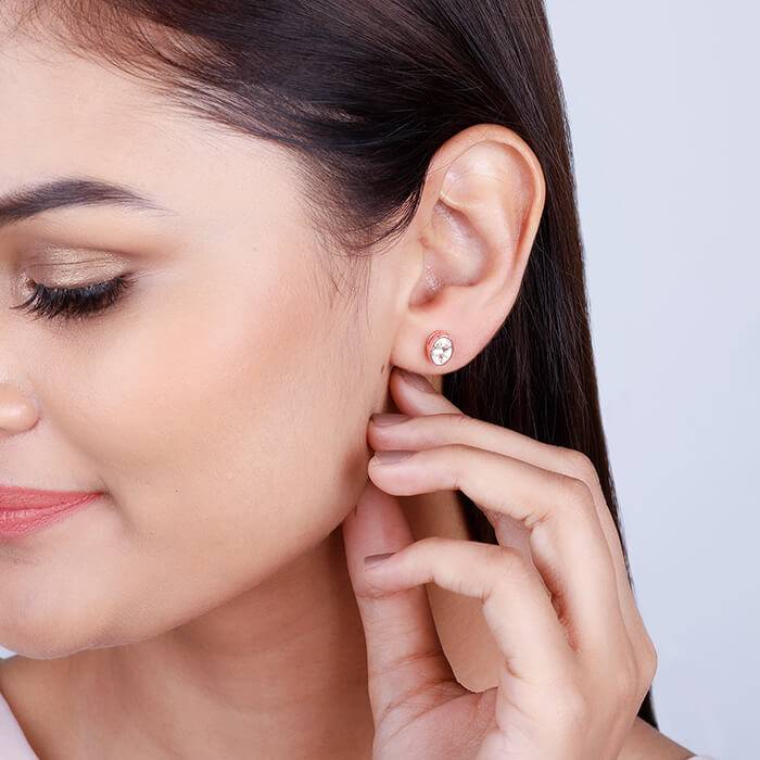 Rose Gold Elliptic Stud Earrings : ER01278