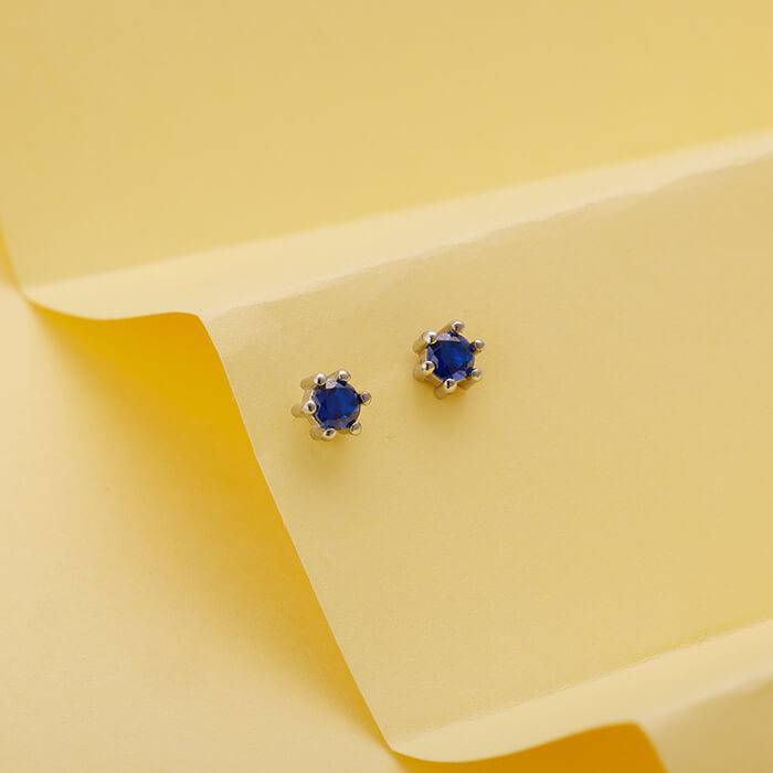 Silver Blue Zircon Stud Earrings : ER01285