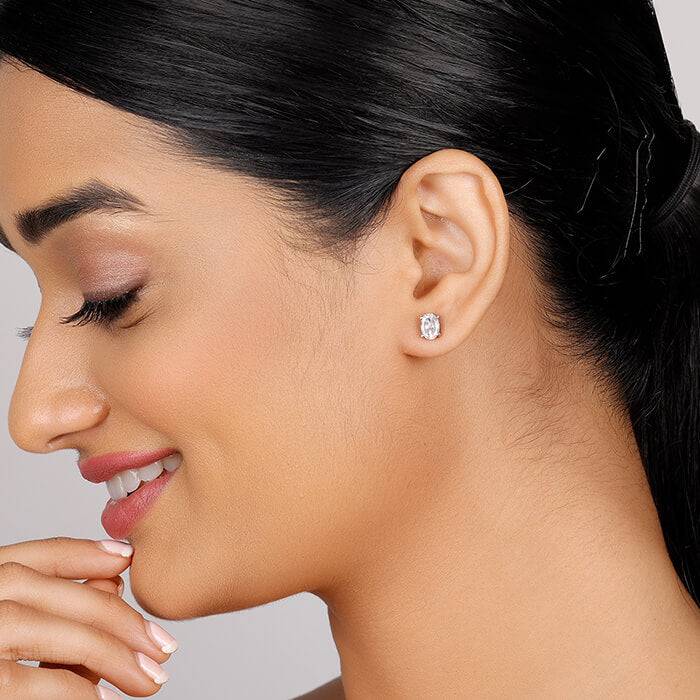 Silver Zircon Classic Stud Earrings : ER01292