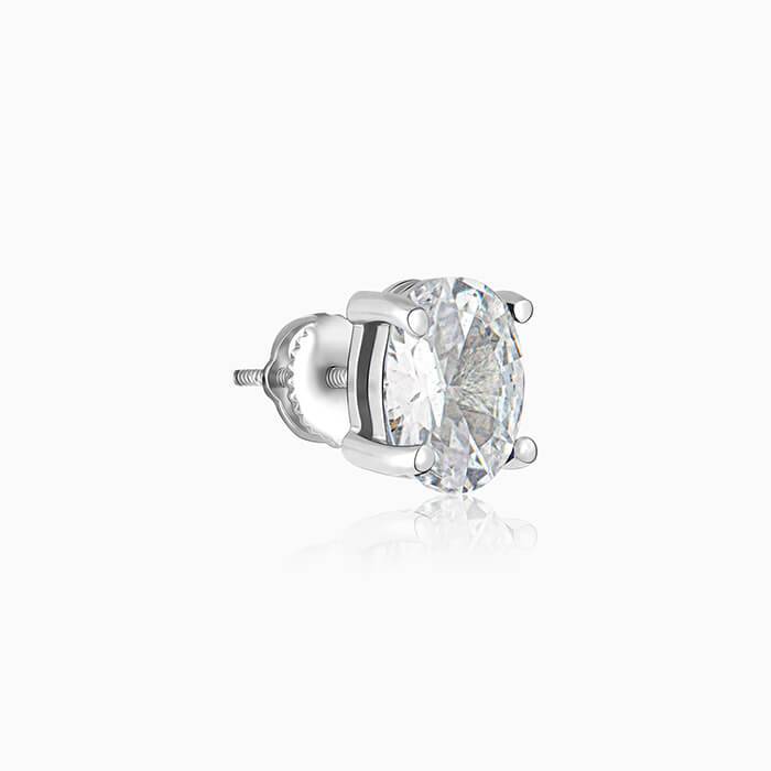 Silver Zircon Classic Stud Earrings : ER01292
