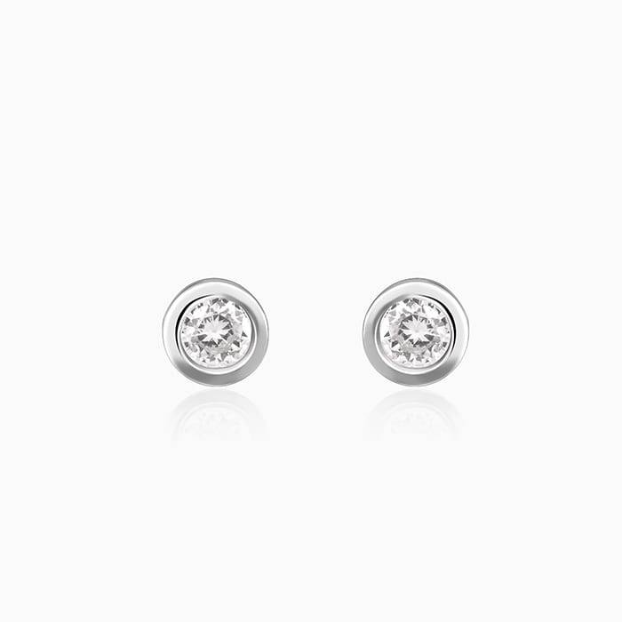 925 Silver Zircon Bezel Stud Earrings : ER01294