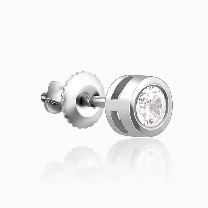 925 Silver Zircon Bezel Stud Earrings : ER01294