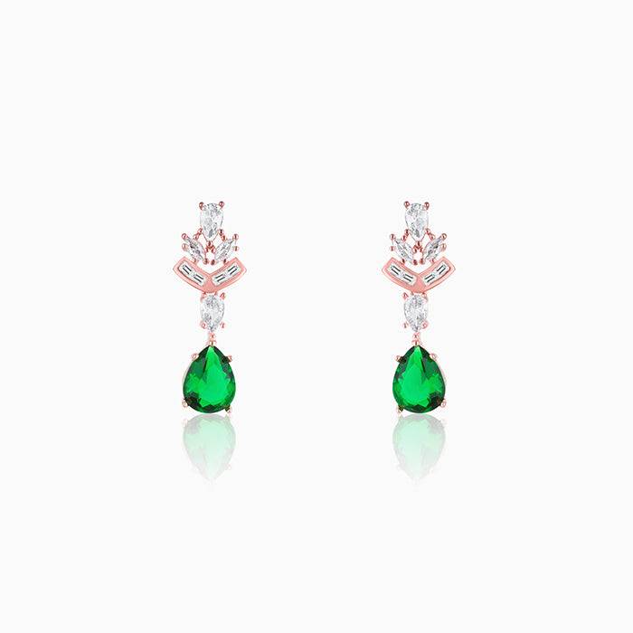 Rose Gold Emerald Drop Earrings : ER01295