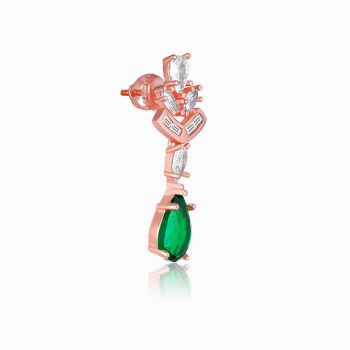 Rose Gold Emerald Drop Earrings : ER01295