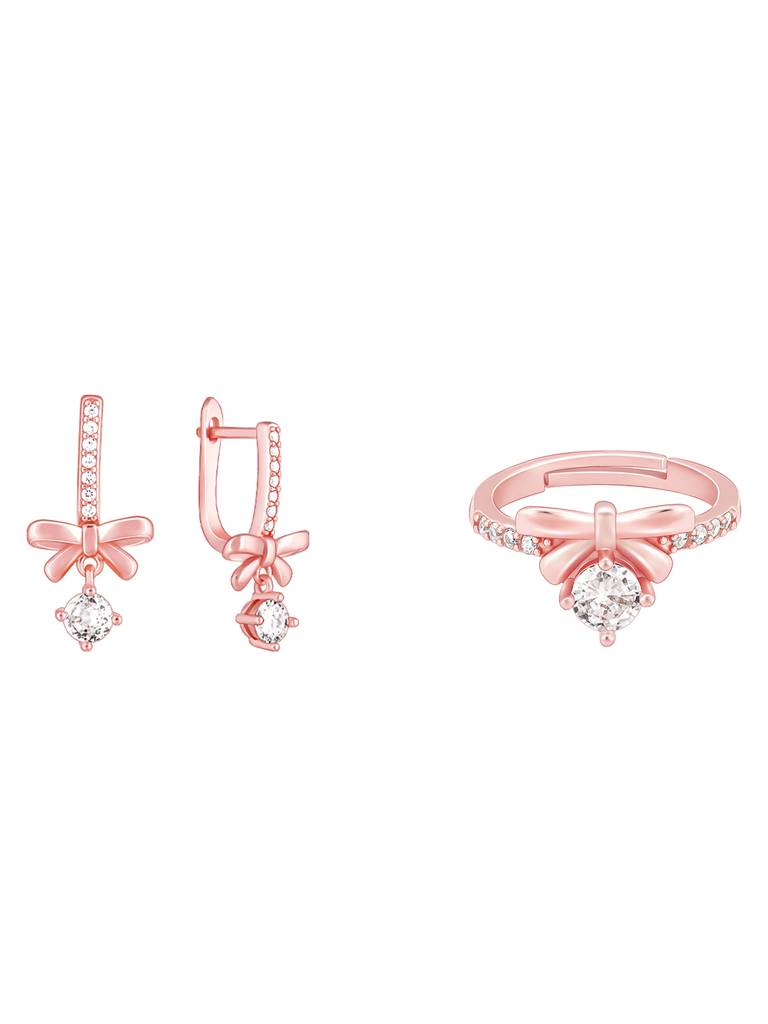 GIVA 925 Sterling Silver Rose Gold Ribbon Dance Set
