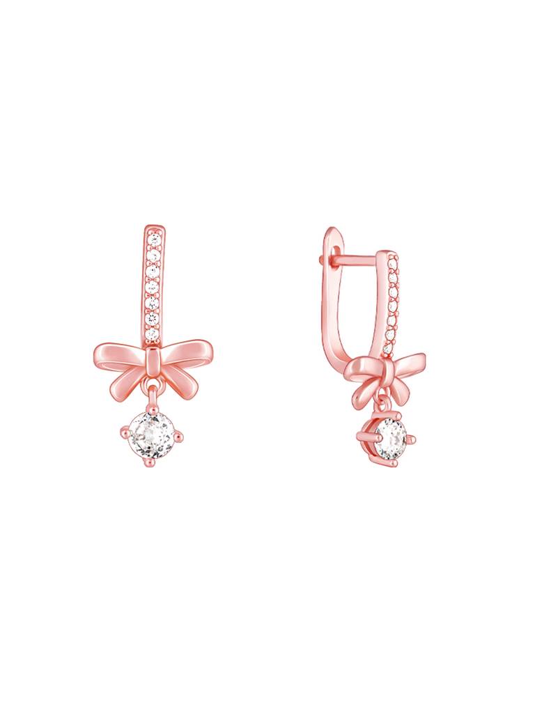 GIVA 925 Sterling Silver Rose Gold Ribbon Dance Earrings