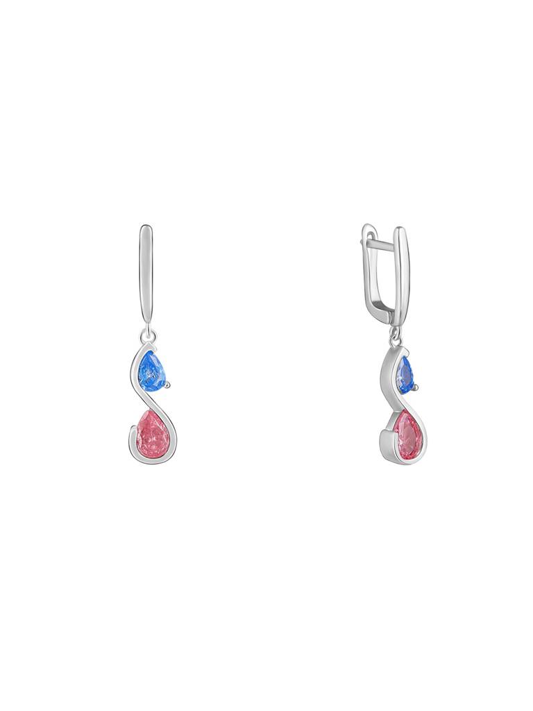 GIVA 925 Sterling Silver Blue and Pink Stone Earrings