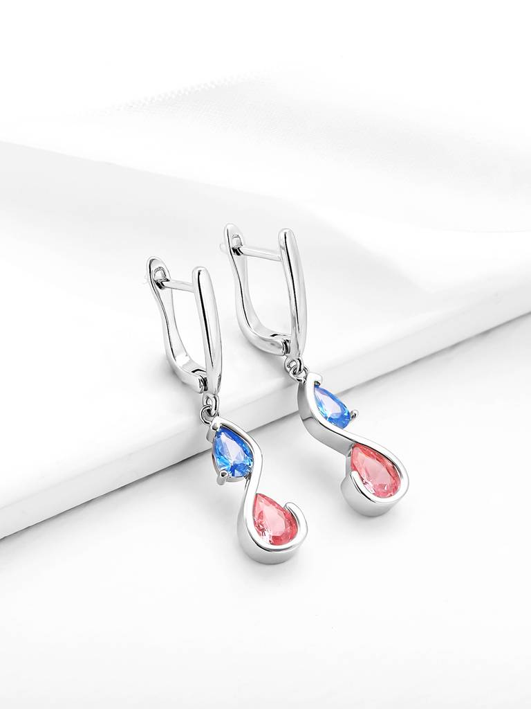 GIVA 925 Sterling Silver Blue and Pink Stone Earrings