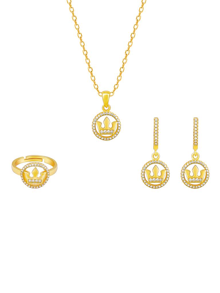 GIVA 925 Sterling Silver Golden Queens Crown Set of Three