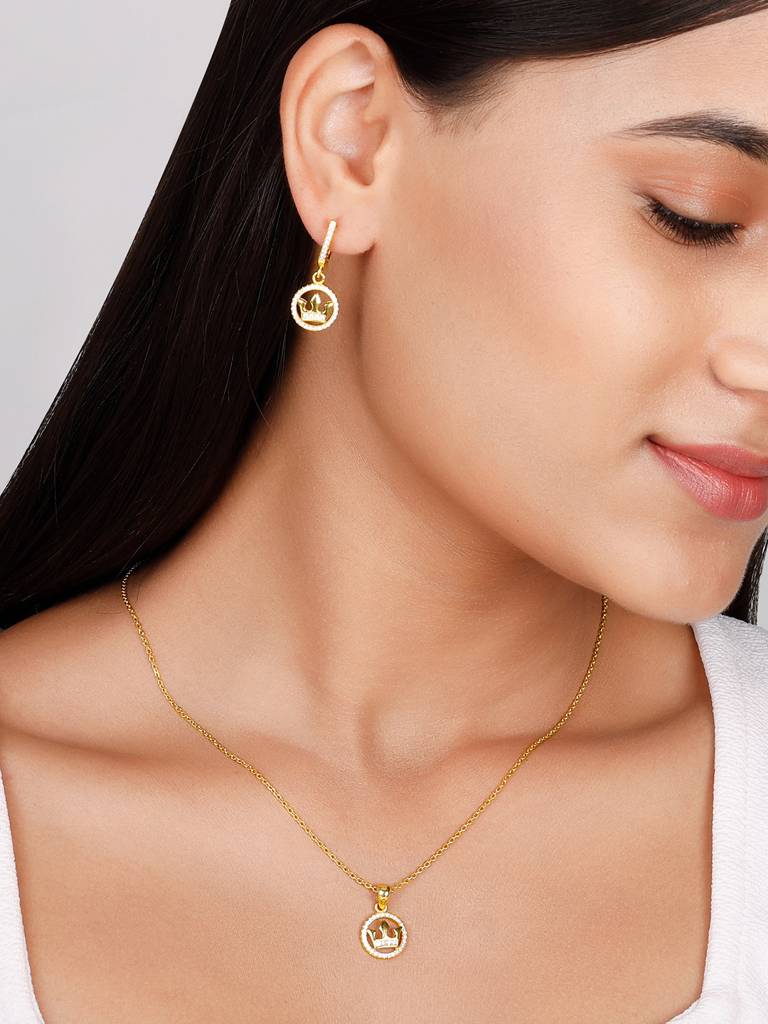 GIVA 925 Sterling Silver Golden Queens Crown Set of Two