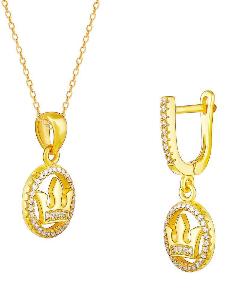 GIVA 925 Sterling Silver Golden Queens Crown Set of Two