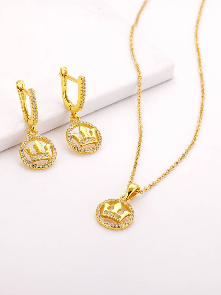 GIVA 925 Sterling Silver Golden Queens Crown Set of Two