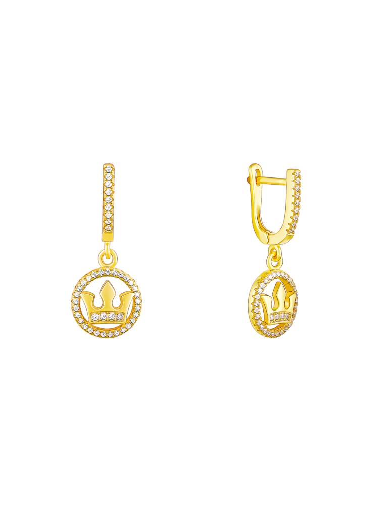 GIVA 925 Sterling Silver Golden Crown Earrings