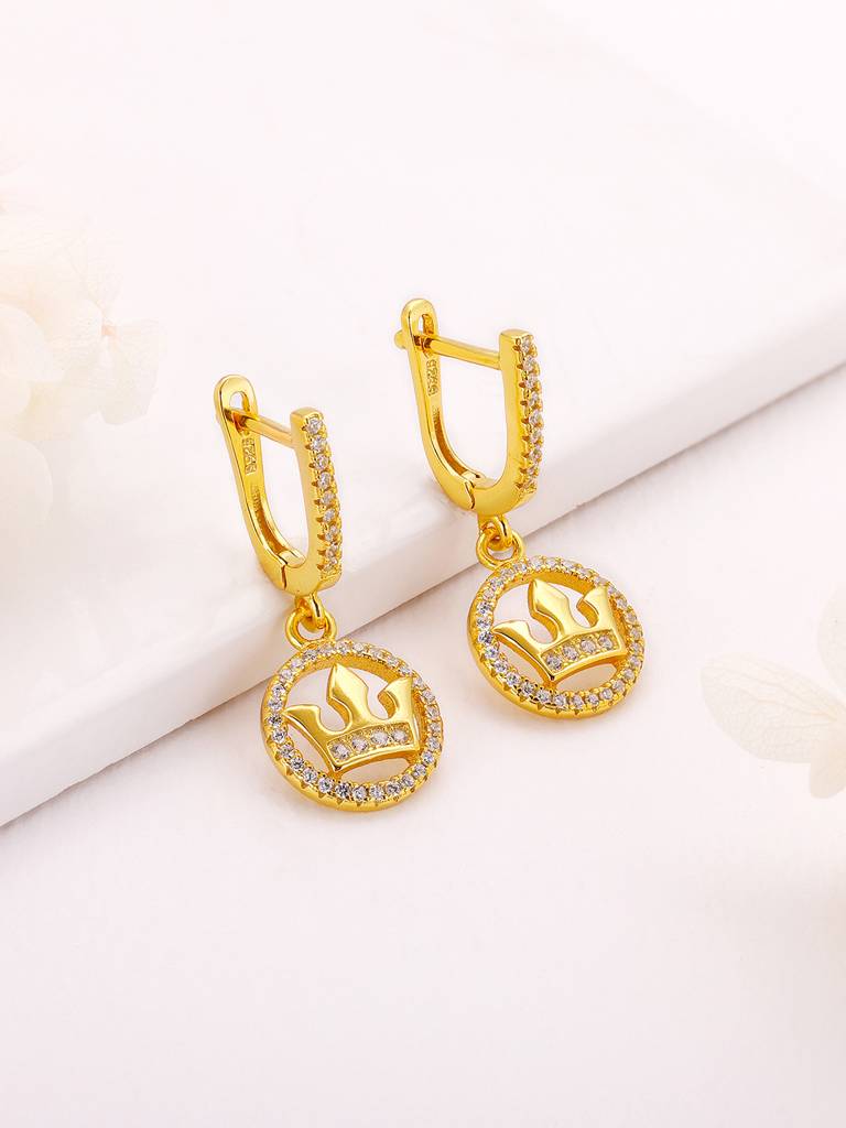 GIVA 925 Sterling Silver Golden Crown Earrings