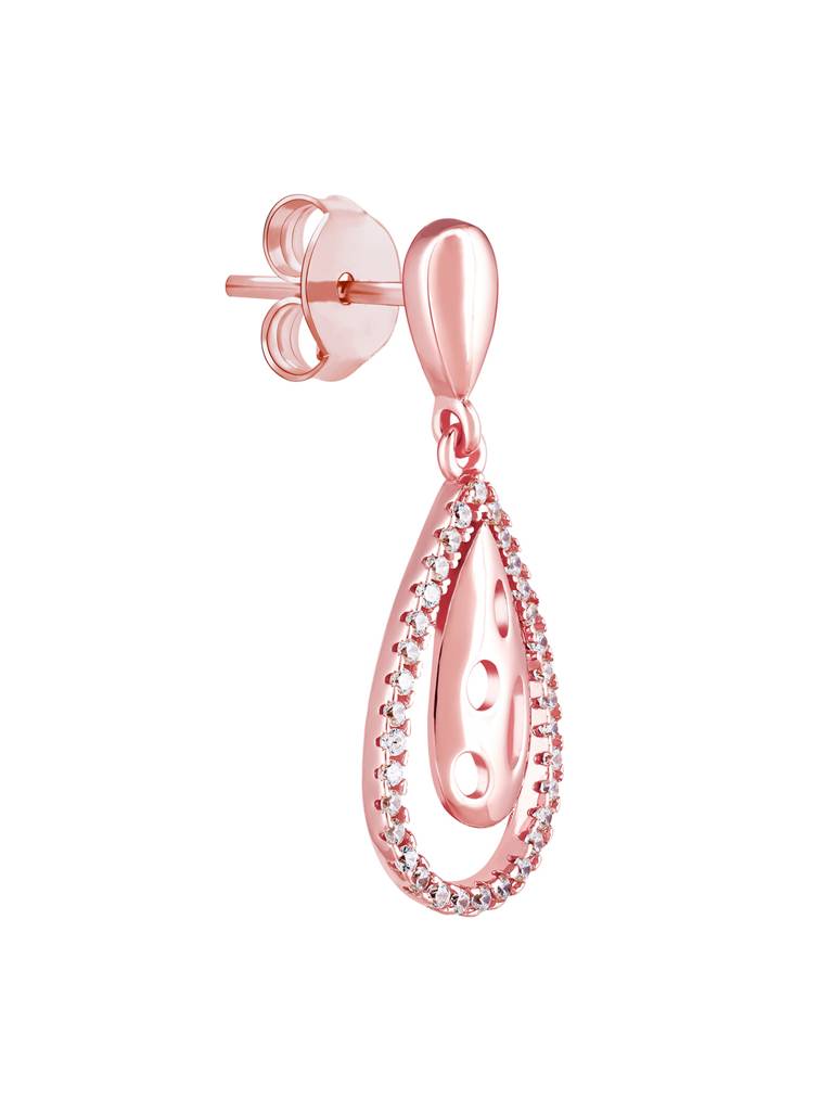 GIVA 925 Sterling Silver Rose Gold Intricate Teardrop Earrings