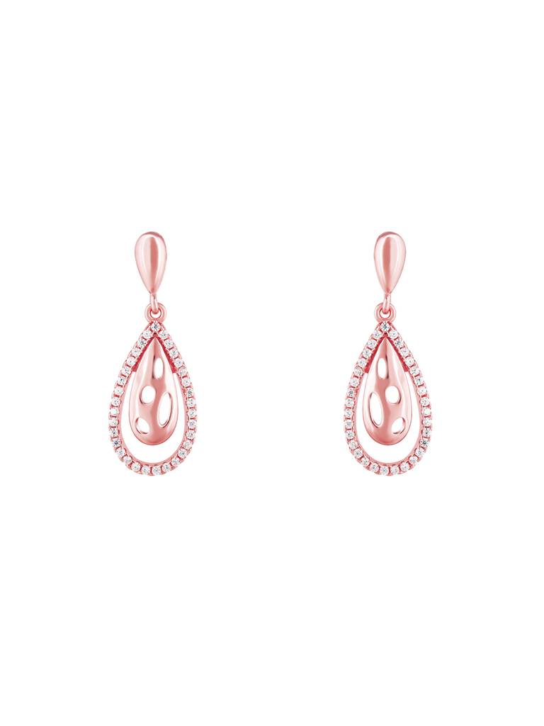GIVA 925 Sterling Silver Rose Gold Intricate Teardrop Earrings