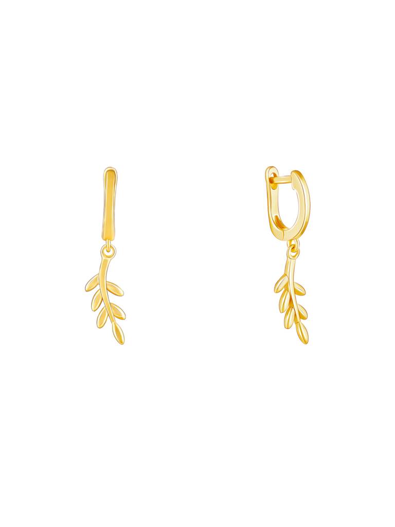 GIVA 925 Sterling Silver Golden Flowing Leaf Earrings