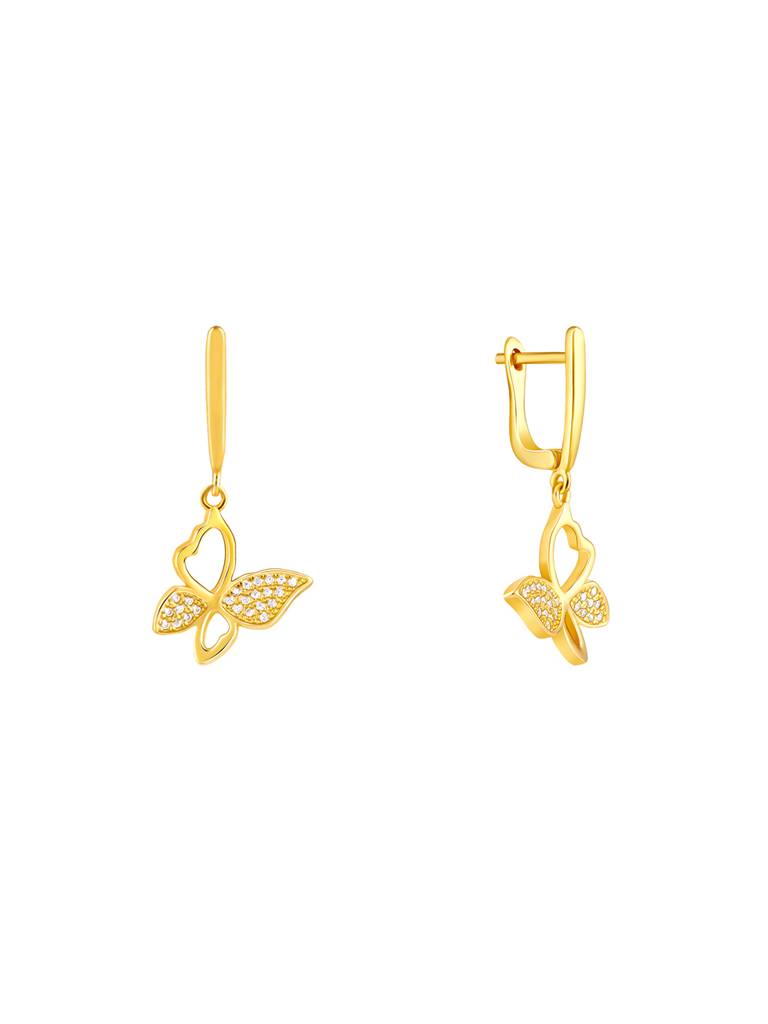 GIVA 925 Sterling Silver Golden Butterfly Bloom Earrings
