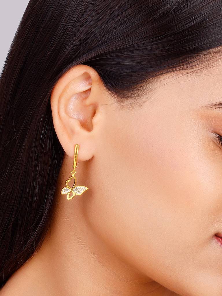 GIVA 925 Sterling Silver Golden Butterfly Bloom Earrings
