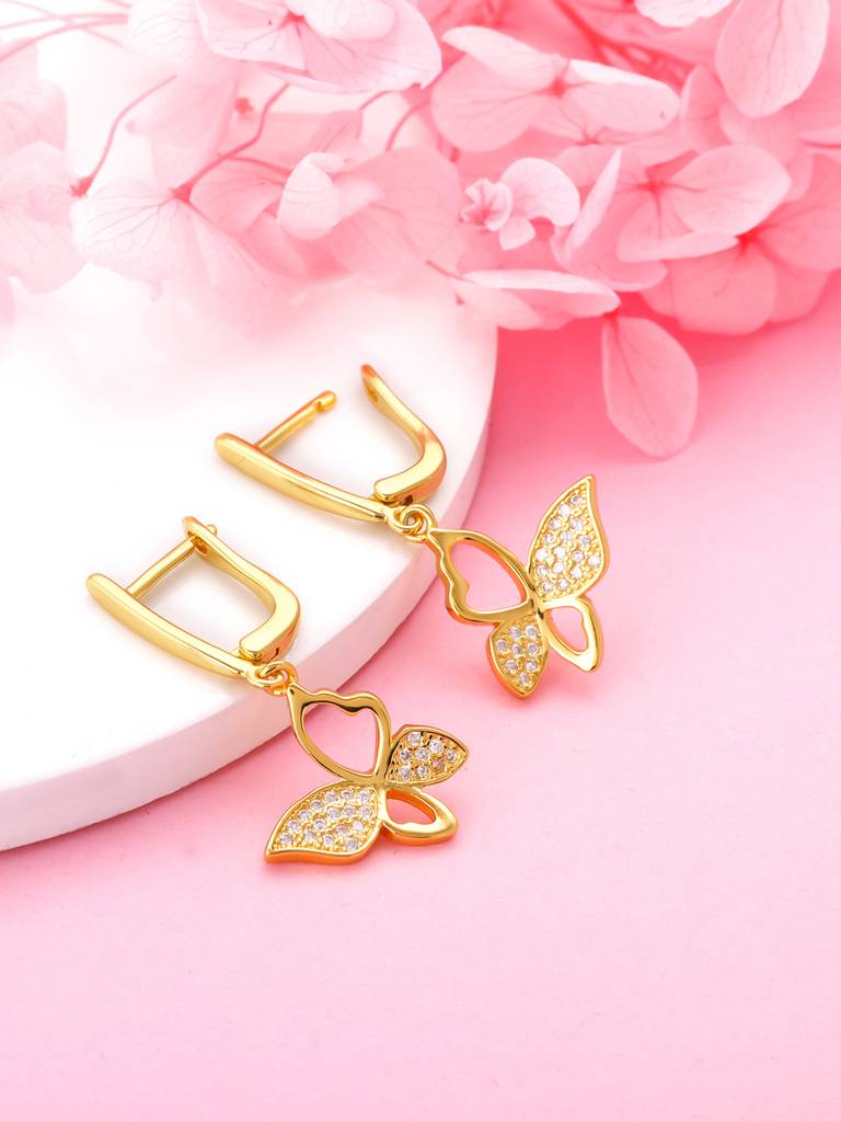 GIVA 925 Sterling Silver Golden Butterfly Bloom Earrings