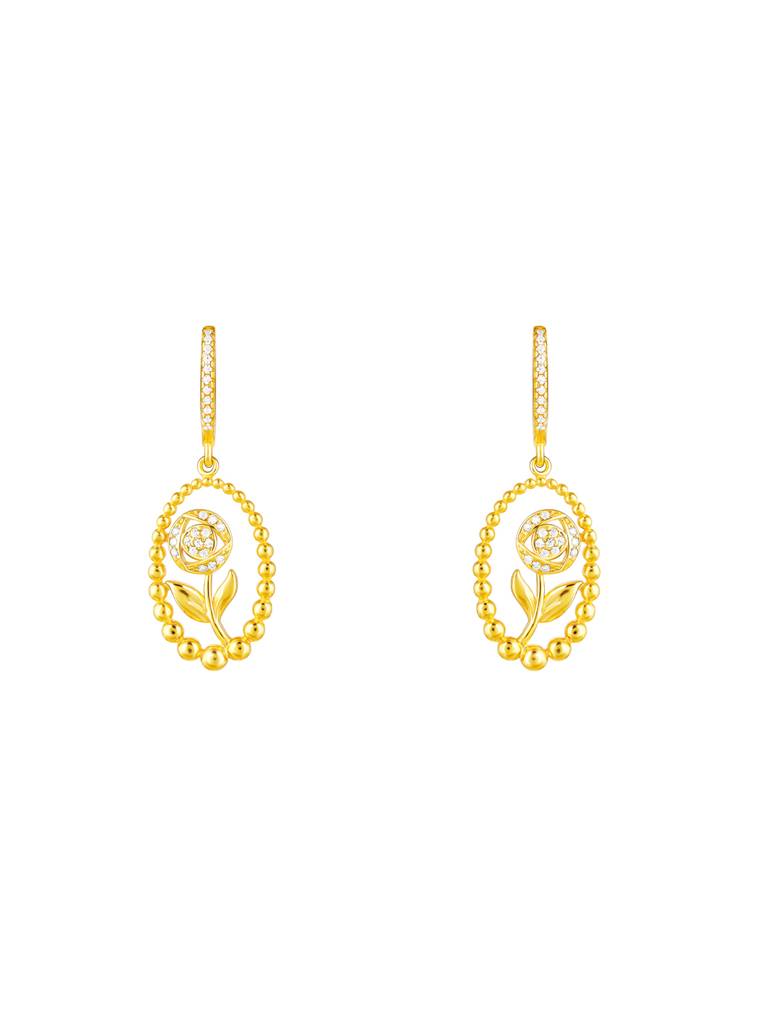 GIVA 925 Sterling Silver Golden Rosy Romance Earrings