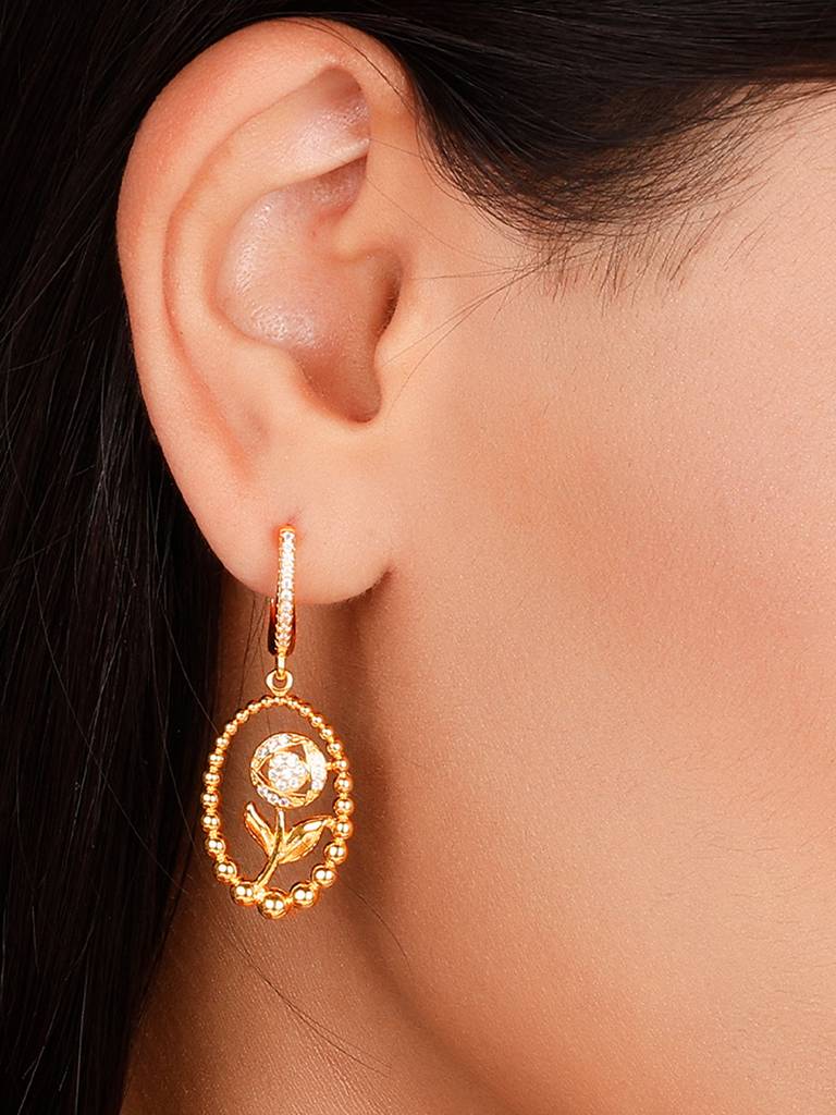 GIVA 925 Sterling Silver Golden Rosy Romance Earrings