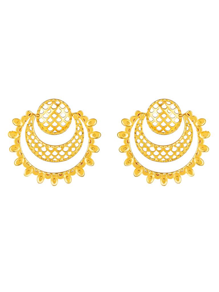 GIVA 925 Sterling Silver Golden Layered Chandbali Earrings
