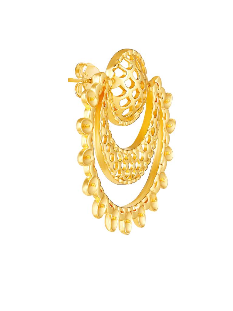 GIVA 925 Sterling Silver Golden Layered Chandbali Earrings