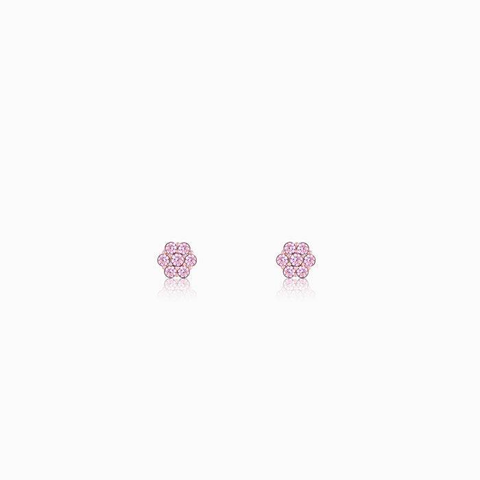 Rose Gold Baby Pink Flower Stud Kids Earrings : ER01375
