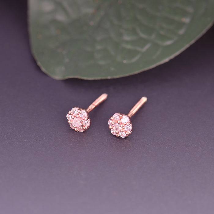 Rose Gold Baby Pink Flower Stud Kids Earrings : ER01375