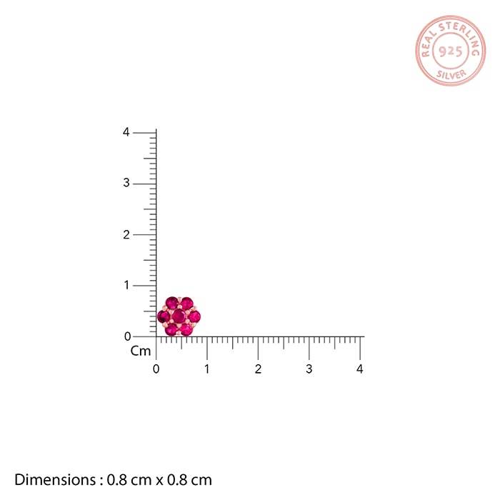 Rose Gold Big Magenta Flower Stud Earrings : ER01382