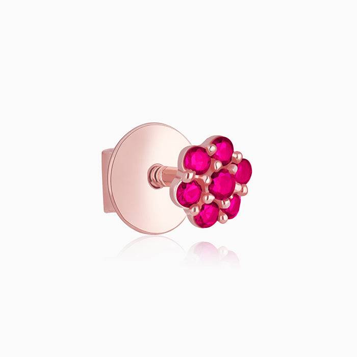 Rose Gold Magenta Flower Stud Kids Earrings : ER01381