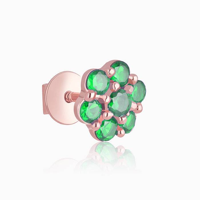 Rose Gold Green Flower Stud Earrings : ER01383