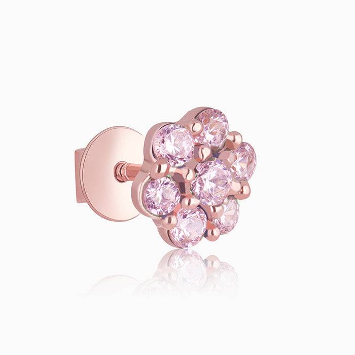 Rose Gold Baby Pink Flower Stud Earrings : ER01384