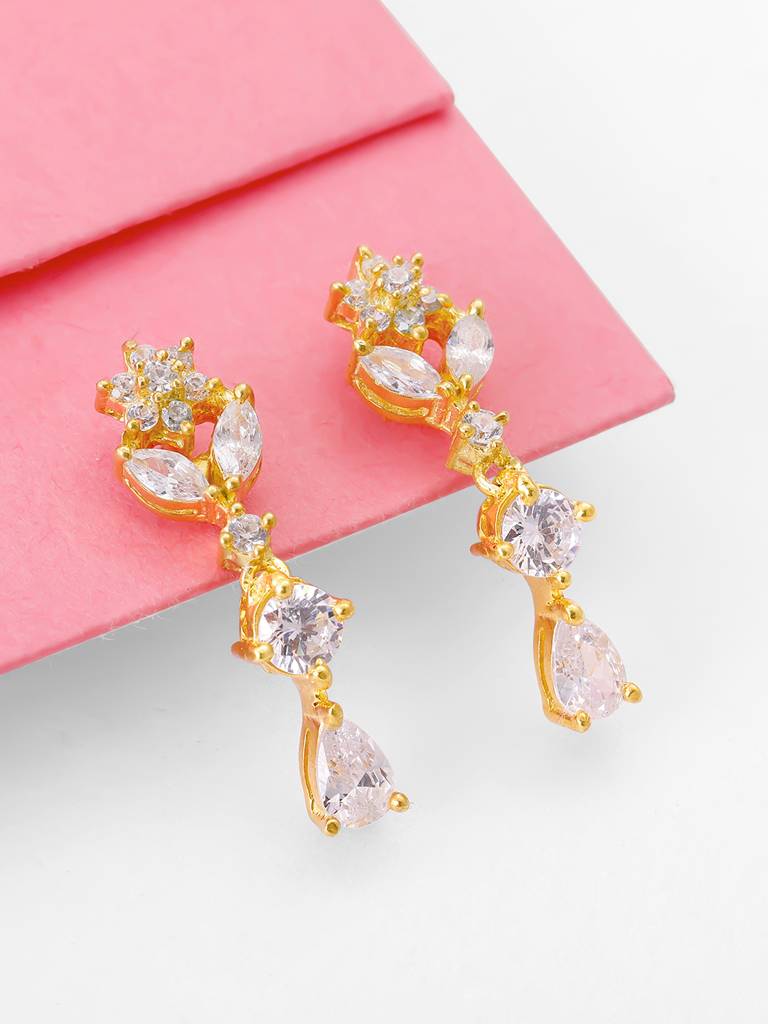 GIVA 925 Sterling Silver Golden Princes Drop Earrings