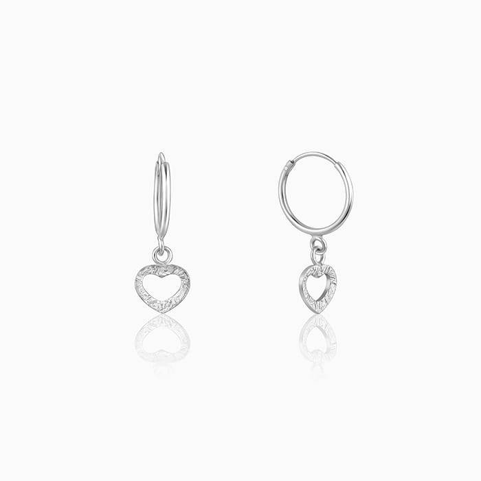 Silver Small Heart Drop Earrings : ER0138