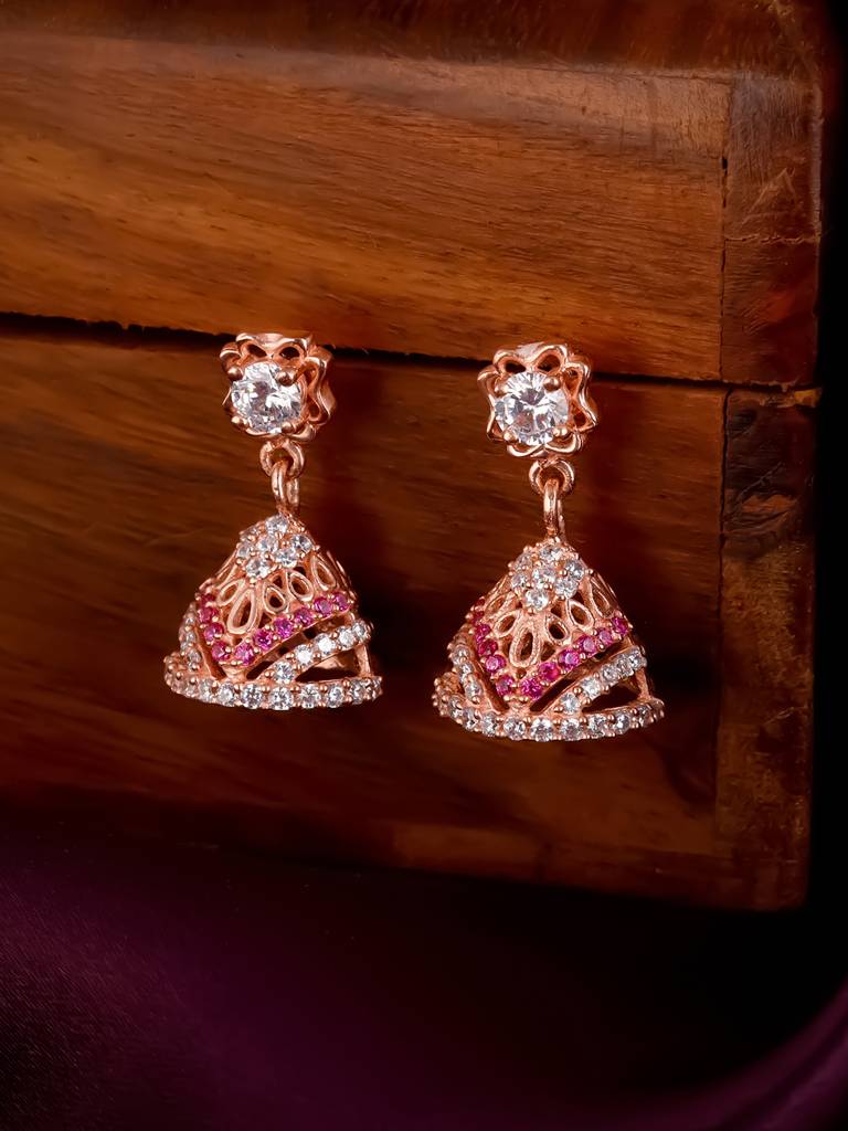 GIVA 925 Sterling Silver Rose Gold Flaunt Love Jhumki