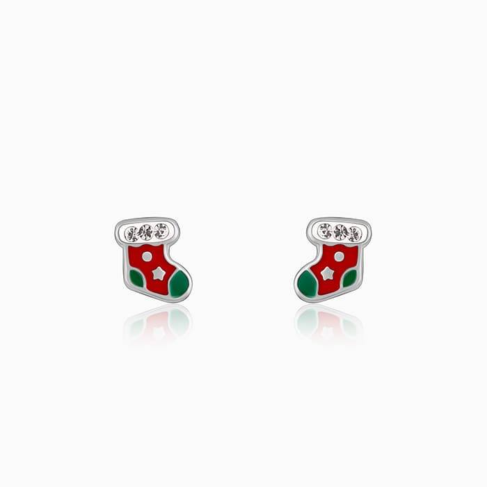 Silver Christmas Stockings Kids Earrings (4-12 Yrs) : ER01417