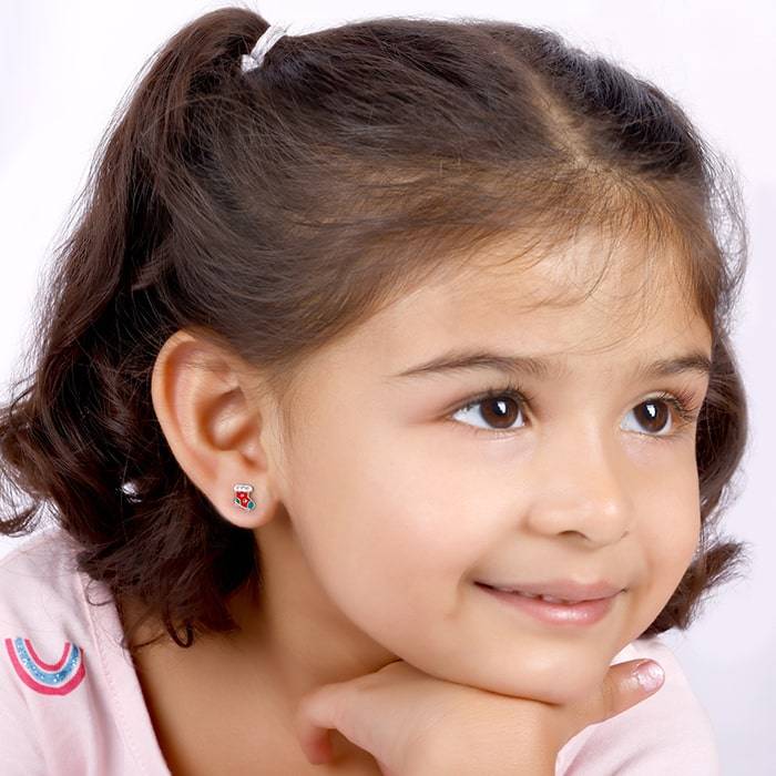 Silver Christmas Stockings Kids Earrings (4-12 Yrs) : ER01417