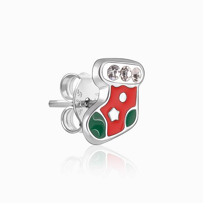 Silver Christmas Stockings Kids Earrings (4-12 Yrs) : ER01417