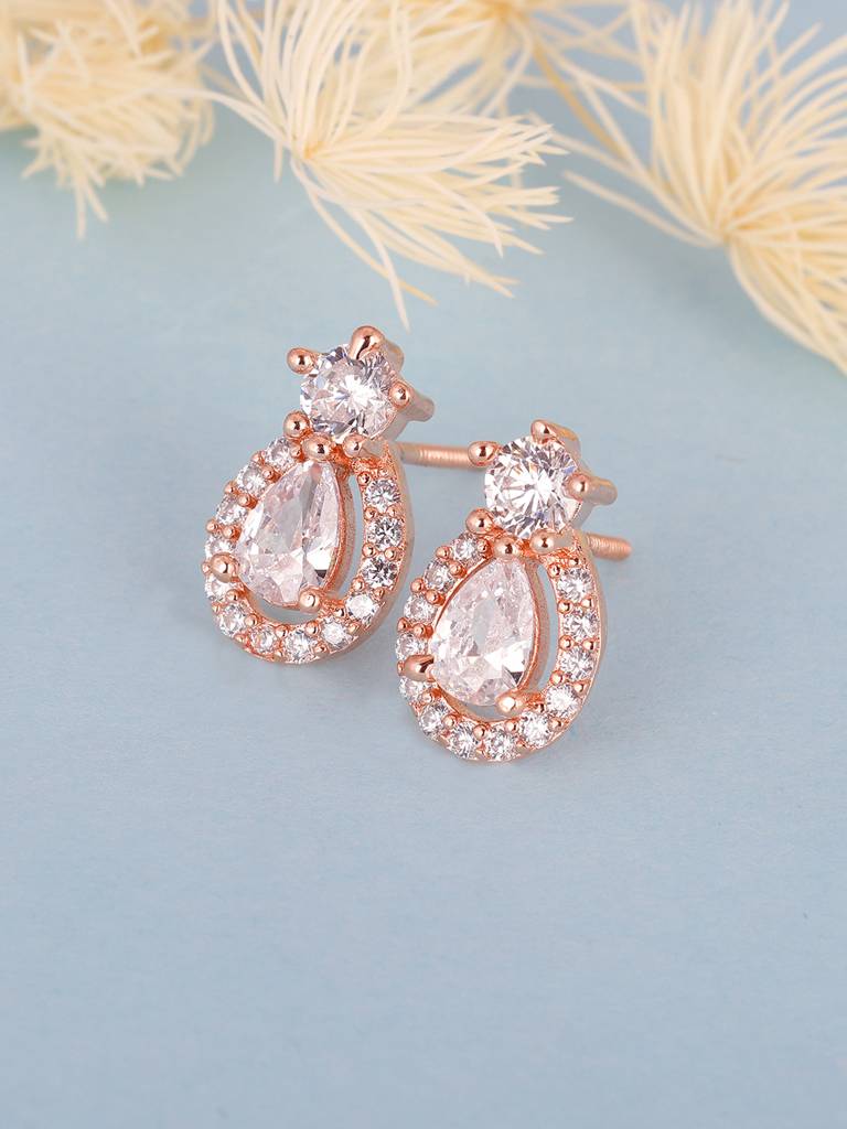 GIVA 925 Sterling Silver Rose Gold Elegant Pear Drop Earrings