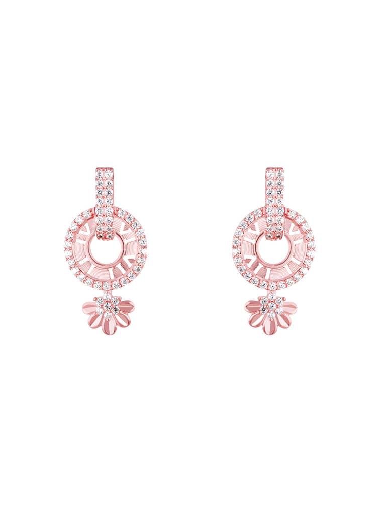 GIVA 925 Sterling Silver Rose Gold Flower Dangler Earrings