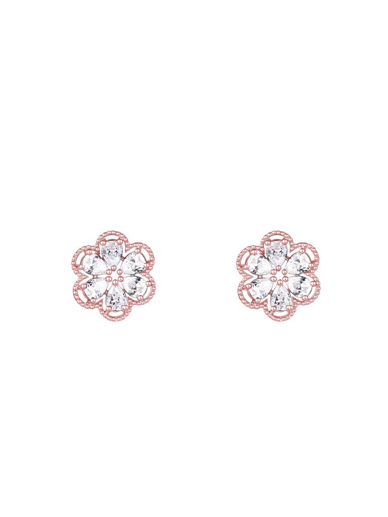 GIVA 925 Sterling Silver Rose Gold Zircons Embellished Flower Earrings