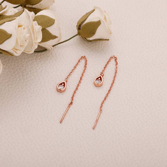 Rose Gold Pear Drop Earrings : ER01483