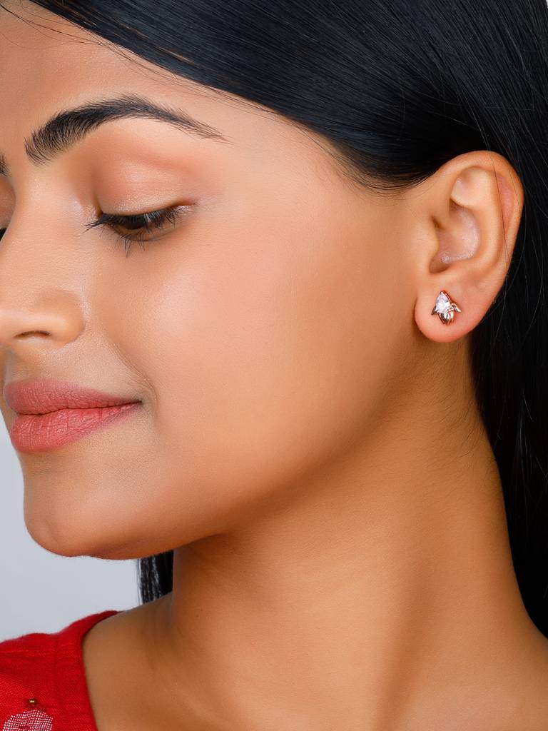GIVA 925 Sterling Silver Rose Gold Lotus Love Earrings